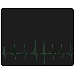 Heart Rate Line Green Black Wave Chevron Waves Double Sided Fleece Blanket (medium)  by Mariart