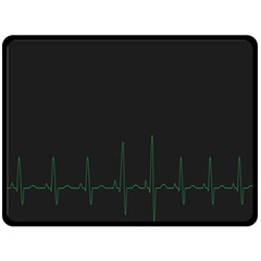 Heart Rate Line Green Black Wave Chevron Waves Double Sided Fleece Blanket (large) 