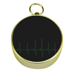 Heart Rate Line Green Black Wave Chevron Waves Gold Compasses by Mariart