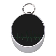 Heart Rate Line Green Black Wave Chevron Waves Mini Silver Compasses by Mariart