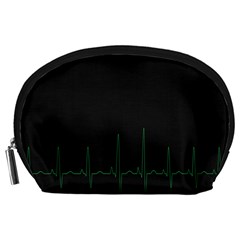 Heart Rate Line Green Black Wave Chevron Waves Accessory Pouches (large) 