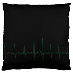 Heart Rate Line Green Black Wave Chevron Waves Standard Flano Cushion Case (one Side) by Mariart