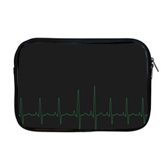 Heart Rate Line Green Black Wave Chevron Waves Apple Macbook Pro 17  Zipper Case