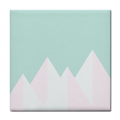 Montain Blue Snow Chevron Wave Pink Tile Coasters by Mariart