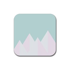 Montain Blue Snow Chevron Wave Pink Rubber Coaster (square)  by Mariart