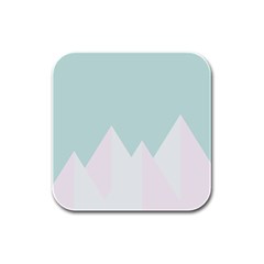 Montain Blue Snow Chevron Wave Pink Rubber Square Coaster (4 Pack)  by Mariart