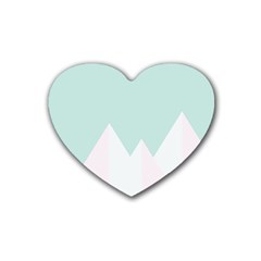 Montain Blue Snow Chevron Wave Pink Rubber Coaster (heart)  by Mariart