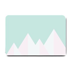 Montain Blue Snow Chevron Wave Pink Small Doormat  by Mariart