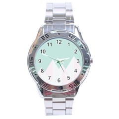 Montain Blue Snow Chevron Wave Pink Stainless Steel Analogue Watch by Mariart