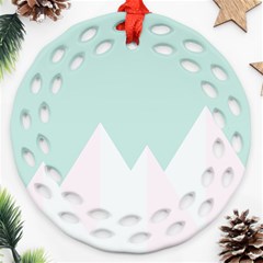 Montain Blue Snow Chevron Wave Pink Round Filigree Ornament (two Sides)