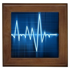 Heart Monitoring Rate Line Waves Wave Chevron Blue Framed Tiles by Mariart