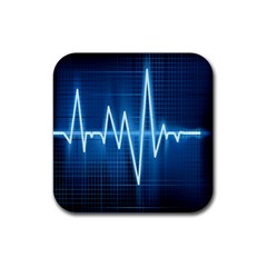 Heart Monitoring Rate Line Waves Wave Chevron Blue Rubber Coaster (square)  by Mariart