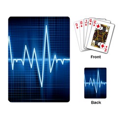 Heart Monitoring Rate Line Waves Wave Chevron Blue Playing Card by Mariart