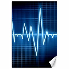 Heart Monitoring Rate Line Waves Wave Chevron Blue Canvas 12  X 18  