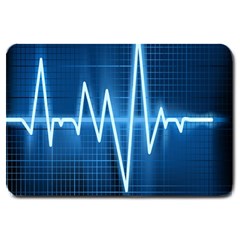 Heart Monitoring Rate Line Waves Wave Chevron Blue Large Doormat  by Mariart