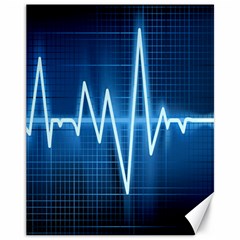 Heart Monitoring Rate Line Waves Wave Chevron Blue Canvas 11  X 14   by Mariart