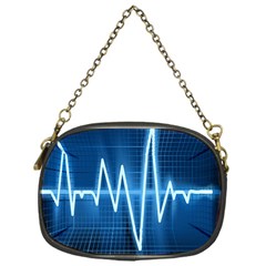 Heart Monitoring Rate Line Waves Wave Chevron Blue Chain Purses (one Side)  by Mariart