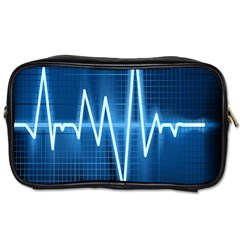 Heart Monitoring Rate Line Waves Wave Chevron Blue Toiletries Bags 2-side