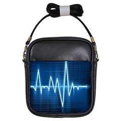 Heart Monitoring Rate Line Waves Wave Chevron Blue Girls Sling Bags by Mariart