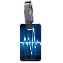 Heart Monitoring Rate Line Waves Wave Chevron Blue Luggage Tags (one Side)  by Mariart