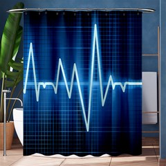 Heart Monitoring Rate Line Waves Wave Chevron Blue Shower Curtain 60  X 72  (medium) 