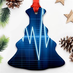 Heart Monitoring Rate Line Waves Wave Chevron Blue Christmas Tree Ornament (two Sides) by Mariart