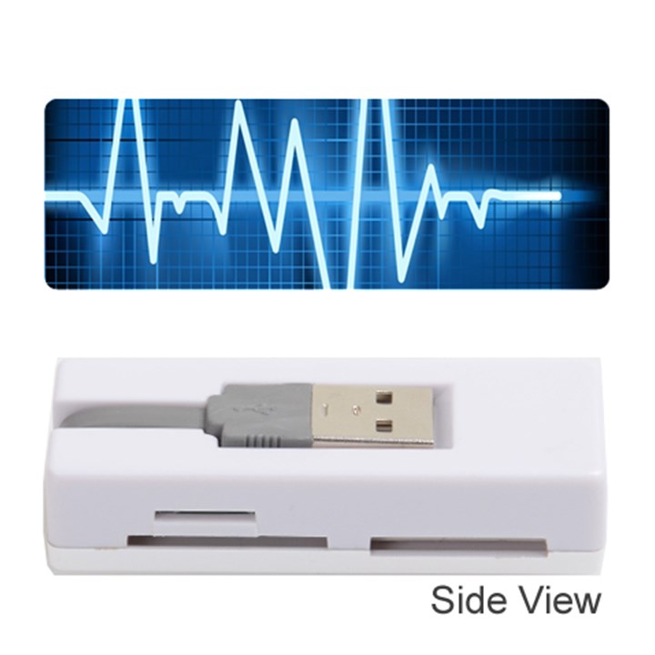 Heart Monitoring Rate Line Waves Wave Chevron Blue Memory Card Reader (Stick) 