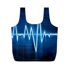 Heart Monitoring Rate Line Waves Wave Chevron Blue Full Print Recycle Bags (m)  by Mariart