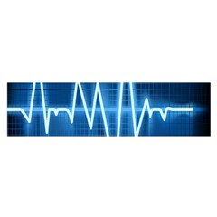 Heart Monitoring Rate Line Waves Wave Chevron Blue Satin Scarf (oblong) by Mariart