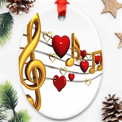 Music Notes Heart Beat Ornament (oval) by Mariart