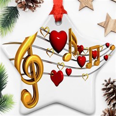 Music Notes Heart Beat Ornament (star) by Mariart