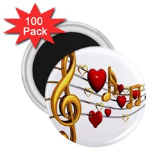 Music Notes Heart Beat 2 25  Magnets (100 Pack) 