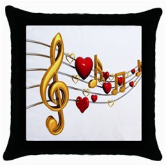 Music Notes Heart Beat Throw Pillow Case (black) by Mariart