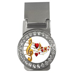 Music Notes Heart Beat Money Clips (cz) 