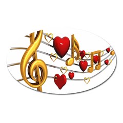 Music Notes Heart Beat Oval Magnet by Mariart