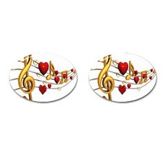 Music Notes Heart Beat Cufflinks (oval) by Mariart