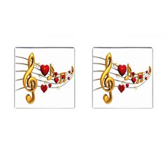 Music Notes Heart Beat Cufflinks (square)