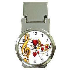 Music Notes Heart Beat Money Clip Watches by Mariart