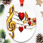 Music Notes Heart Beat Oval Ornament (Two Sides) Front