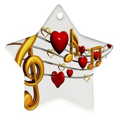 Music Notes Heart Beat Star Ornament (two Sides)