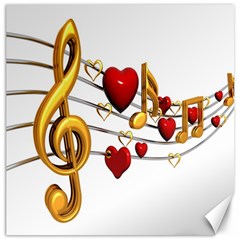 Music Notes Heart Beat Canvas 16  X 16   by Mariart