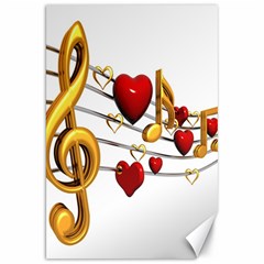 Music Notes Heart Beat Canvas 20  X 30   by Mariart