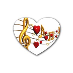 Music Notes Heart Beat Rubber Coaster (heart)  by Mariart