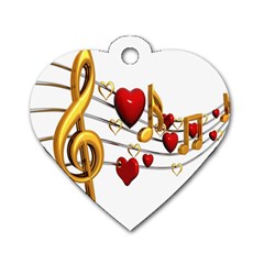 Music Notes Heart Beat Dog Tag Heart (one Side) by Mariart