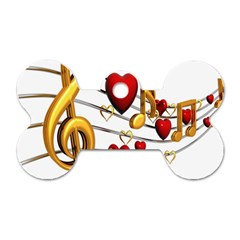 Music Notes Heart Beat Dog Tag Bone (one Side) by Mariart