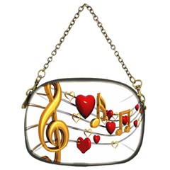 Music Notes Heart Beat Chain Purses (two Sides)  by Mariart