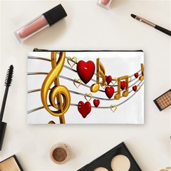 Music Notes Heart Beat Cosmetic Bag (medium)  by Mariart