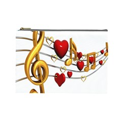 Music Notes Heart Beat Cosmetic Bag (large) 