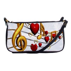 Music Notes Heart Beat Shoulder Clutch Bags by Mariart