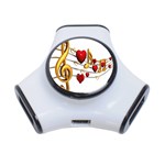 Music Notes Heart Beat 3-Port USB Hub Front